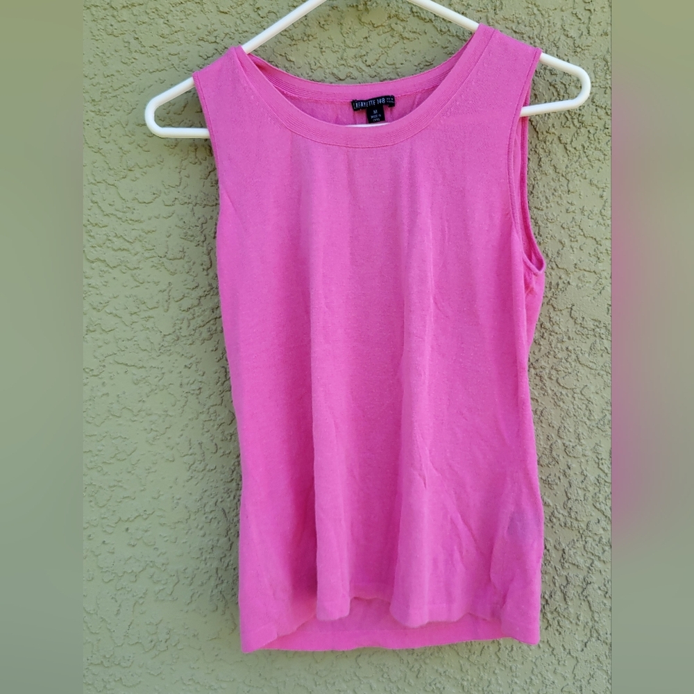 Lafayette 148 Pink Cotton Blend Tank Top Blouse